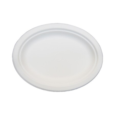 Green Wave International TW-POO-012 PEC White 10 x 12.5 in. Bagasse Evolution Oval Plate - Case of 500 TW-POO-012  (PEC)